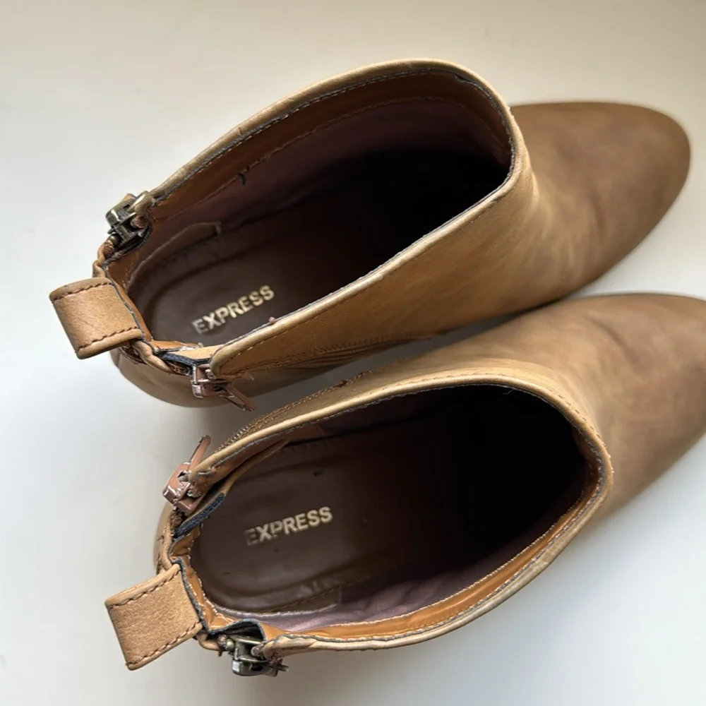 Express Brown Suede Ankle Booties with Western Flair